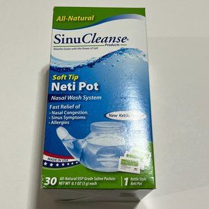 SinuCleanse Soft Tip Neti Pot Nasal Wash System 30 Saline Packets EXP 10/2023